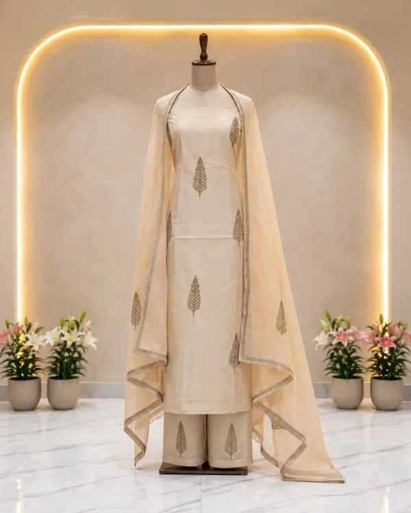 Ivory silk suit
