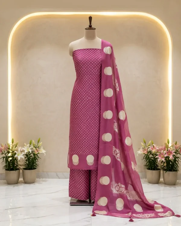 Vibrant magenta printed suit